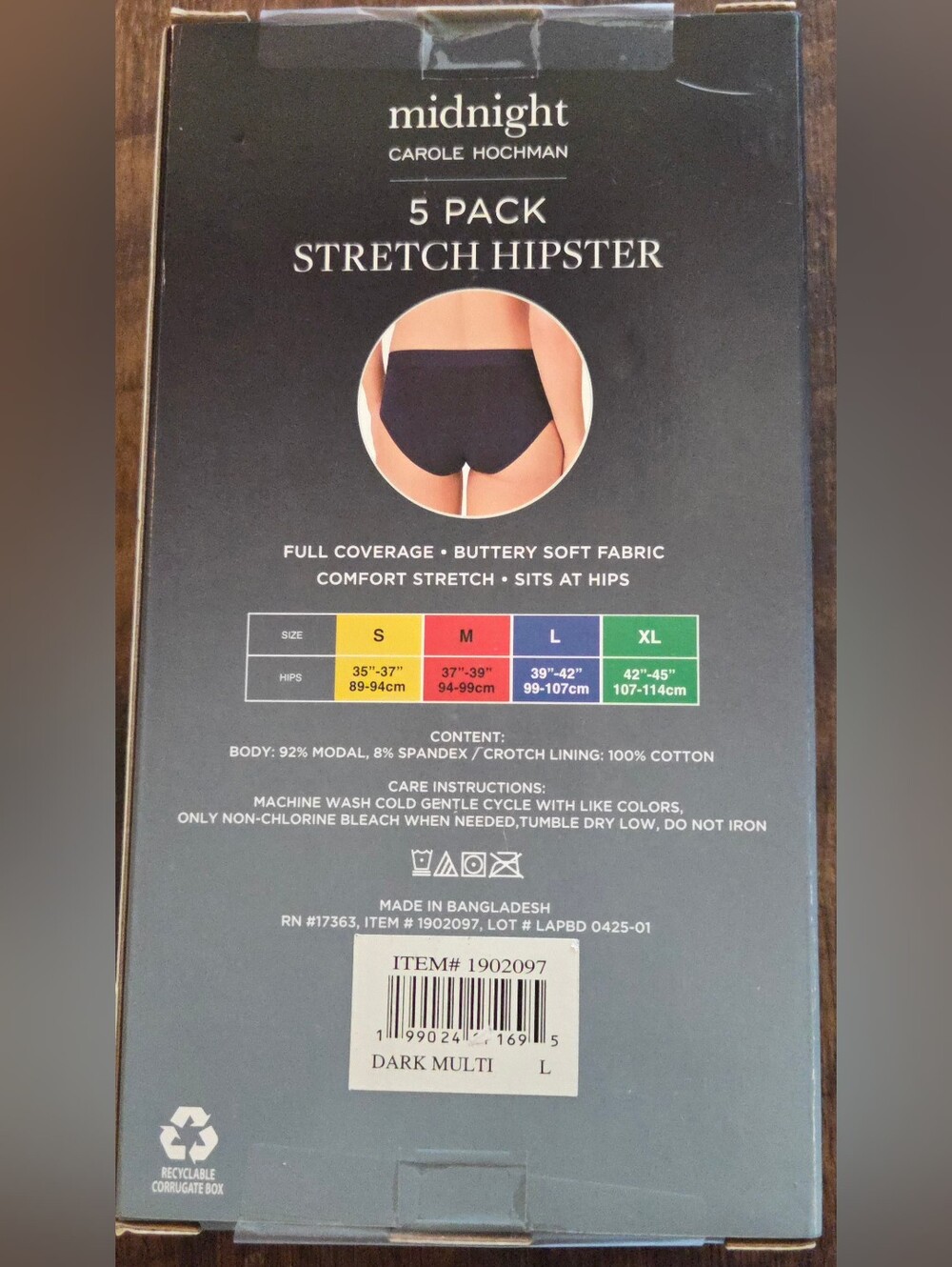 Carole Hockman Women's 5-Pack Stretch Hipster Panties Size Large. Buttery Soft - Picture 2 of 8